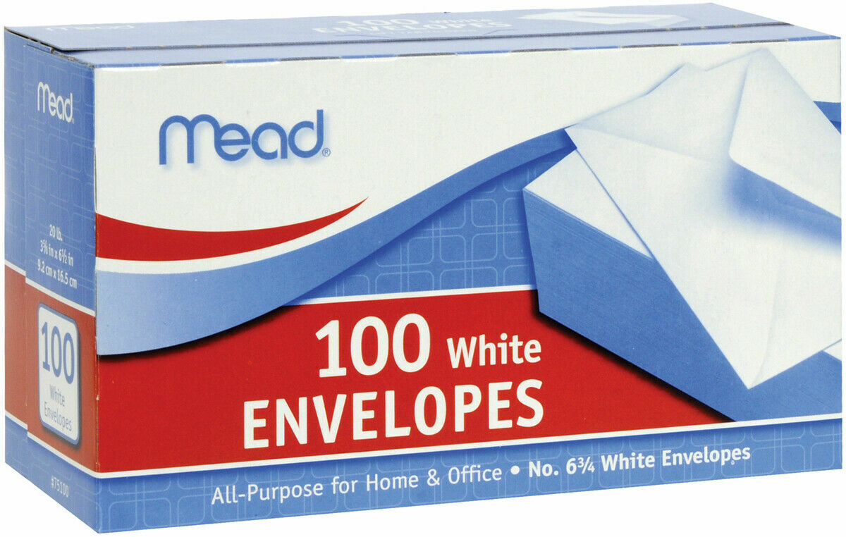 MEAD WHITE ENVELOPES 100/CT